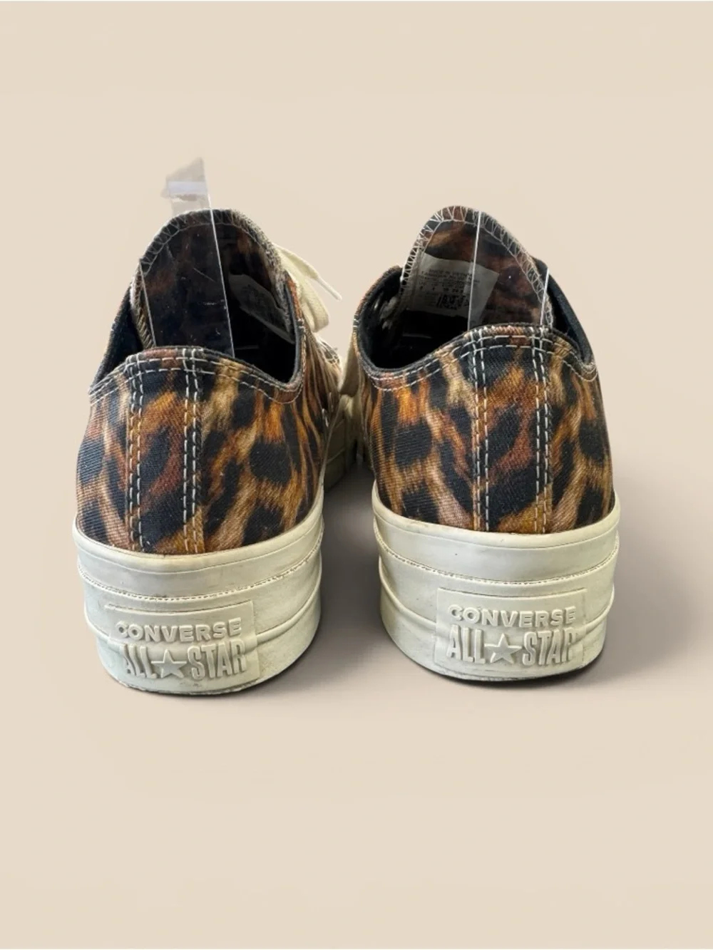 Converse Leopard Print Low Top Sneakers - Tan & Black